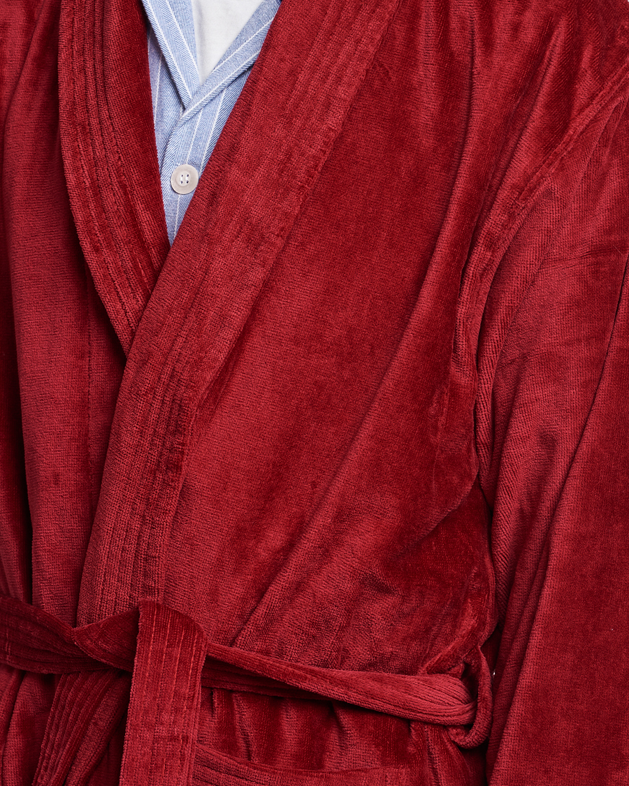 Homme | Peignoirs Et Pyjamas | Derek Rose | Cotton Velour Gown Wine Red