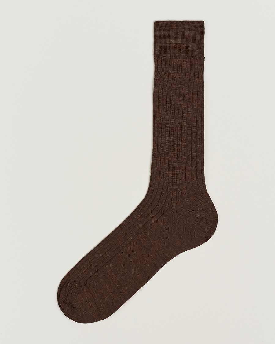 Homme | Sous-Vêtements Et Chaussettes | Bresciani | Wool/Nylon Ribbed Short Socks Brown Melange