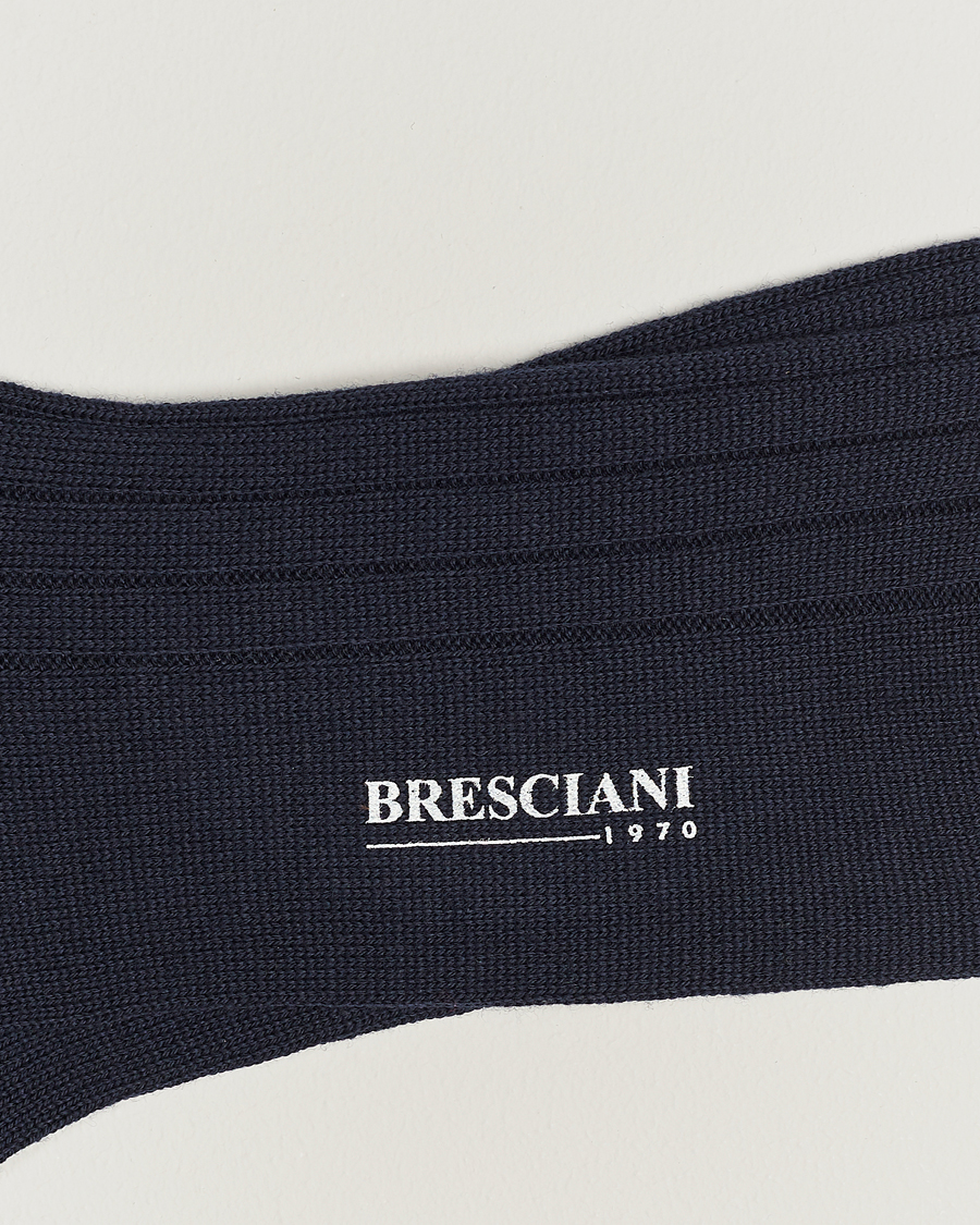 Homme |  | Bresciani | Wool/Nylon Heavy Ribbed Socks Navy