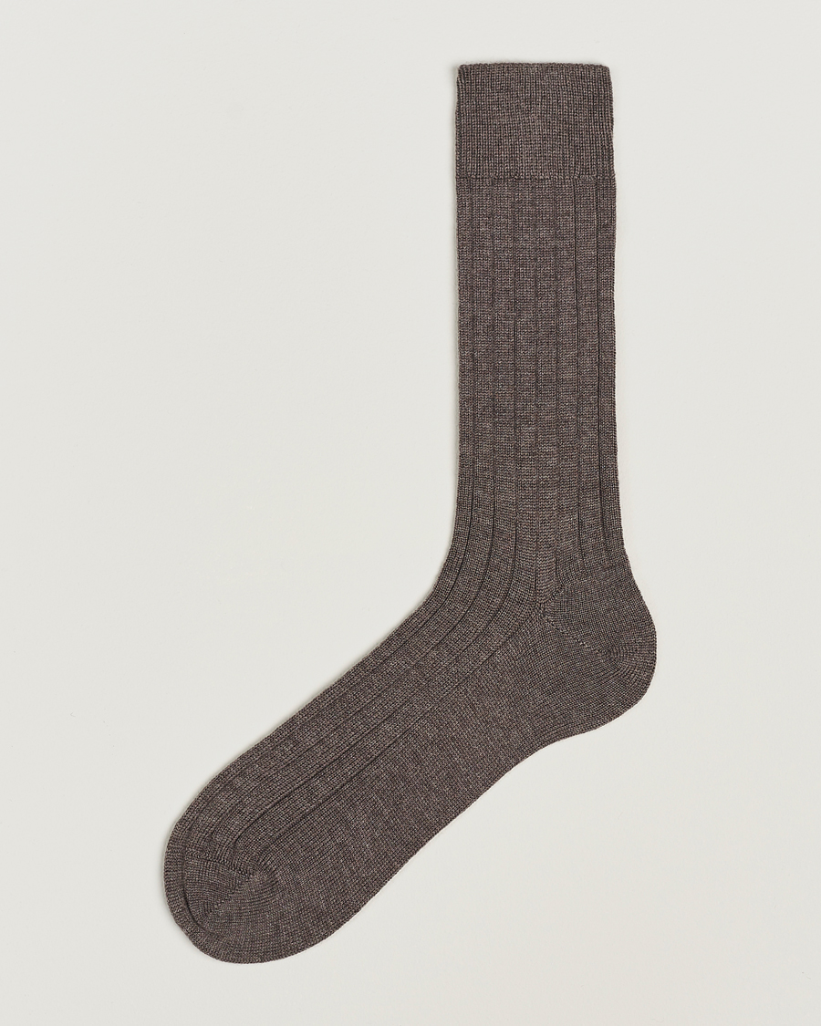 Homme | Sous-Vêtements Et Chaussettes | Bresciani | Wool/Nylon Heavy Ribbed Socks Taupe