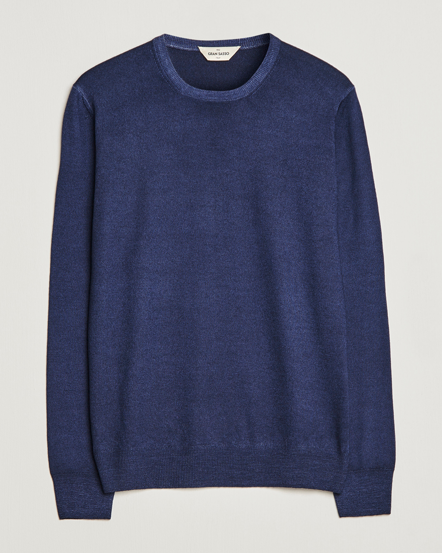 Homme | Pulls Et Tricots | Gran Sasso | Vintage Merino Fashion Fit Crew Neck Pullover Navy