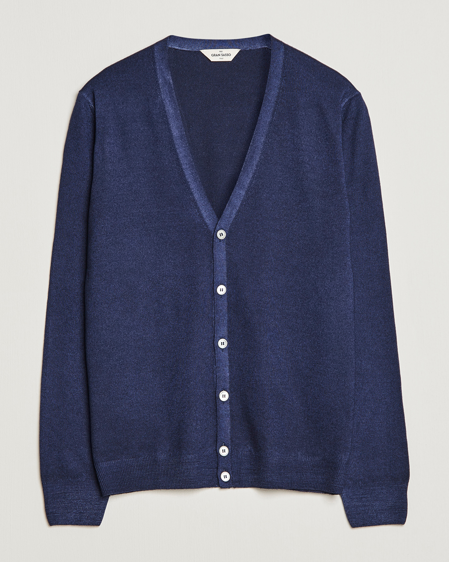 Homme | Pulls Et Tricots | Gran Sasso | Vintage Merino Fashion Fit Cardigan Navy