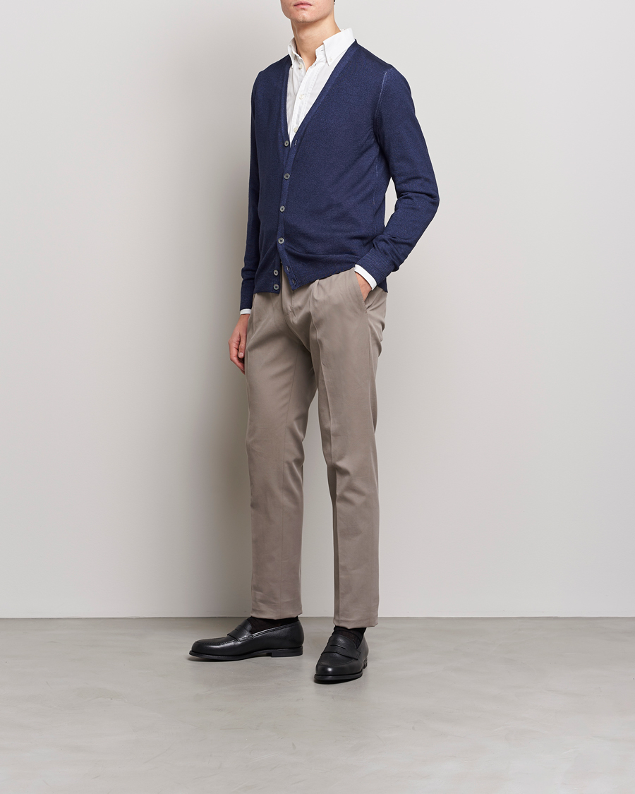 Homme | Pulls Et Tricots | Gran Sasso | Vintage Merino Fashion Fit Cardigan Navy