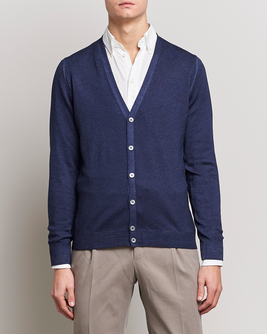 Homme | Pulls Et Tricots | Gran Sasso | Vintage Merino Fashion Fit Cardigan Navy