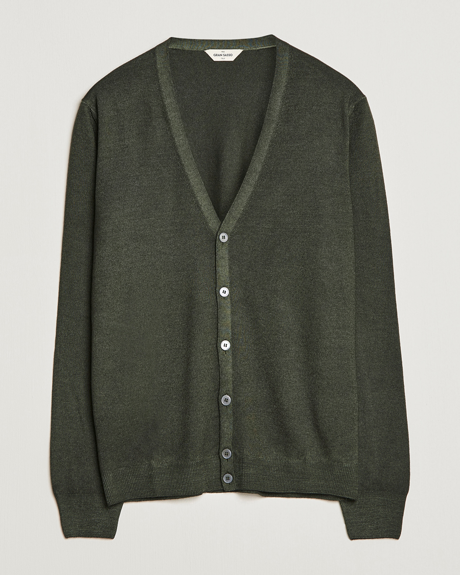 Homme | Pulls Et Tricots | Gran Sasso | Vintage Merino Fashion Fit Cardigan Green