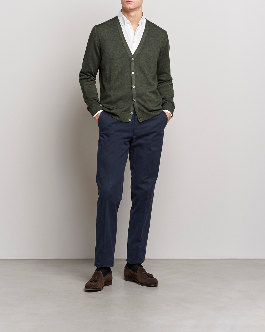 Homme | Pulls Et Tricots | Gran Sasso | Vintage Merino Fashion Fit Cardigan Green