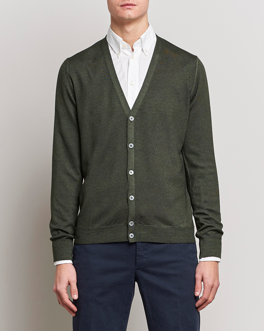 Homme | Pulls Et Tricots | Gran Sasso | Vintage Merino Fashion Fit Cardigan Green