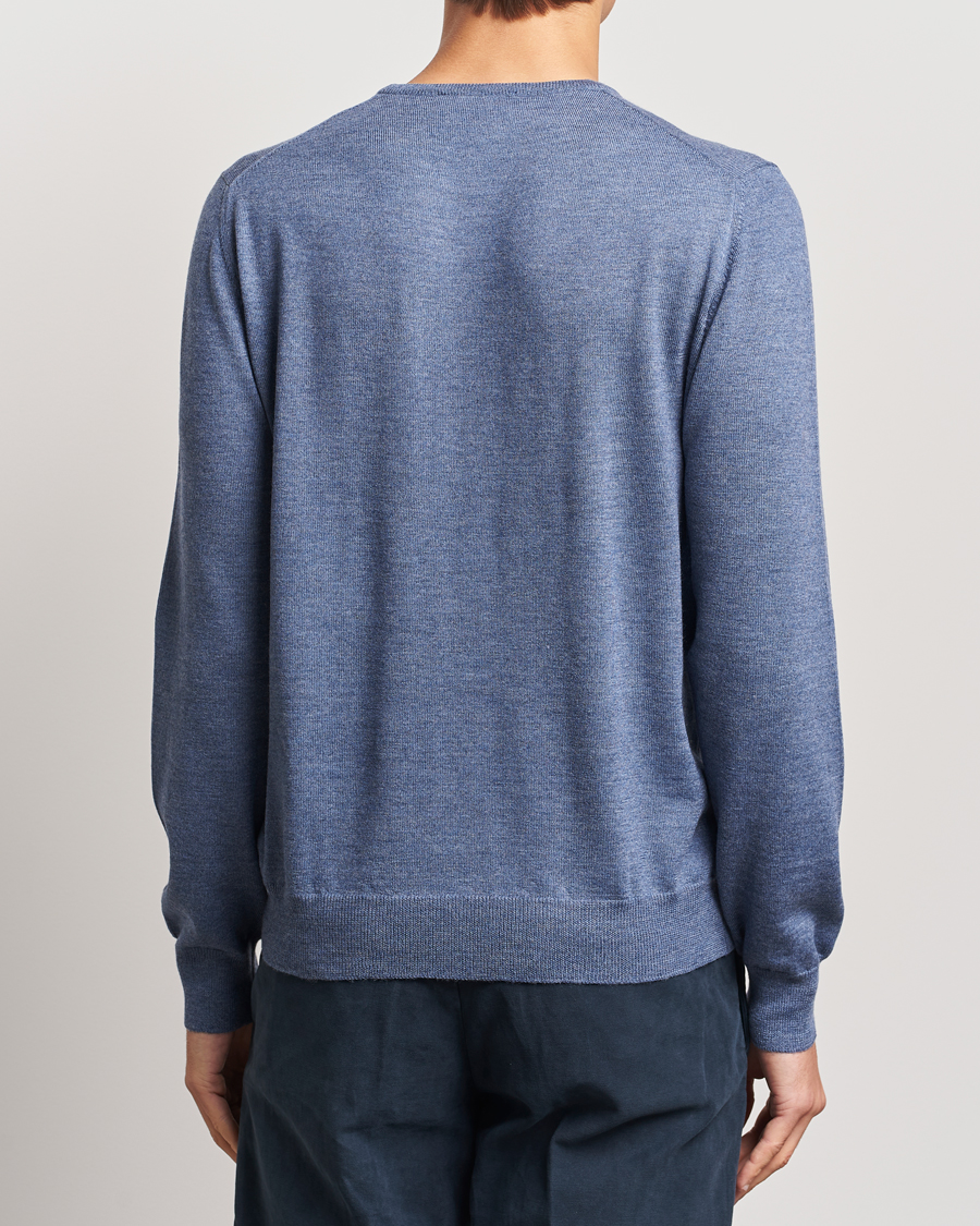 Homme | Pulls Et Tricots | Gran Sasso | Merino Fashion Fit Crew Neck Pullover Blue Melange