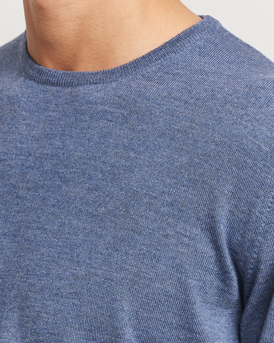 Homme | Pulls Et Tricots | Gran Sasso | Merino Fashion Fit Crew Neck Pullover Blue Melange