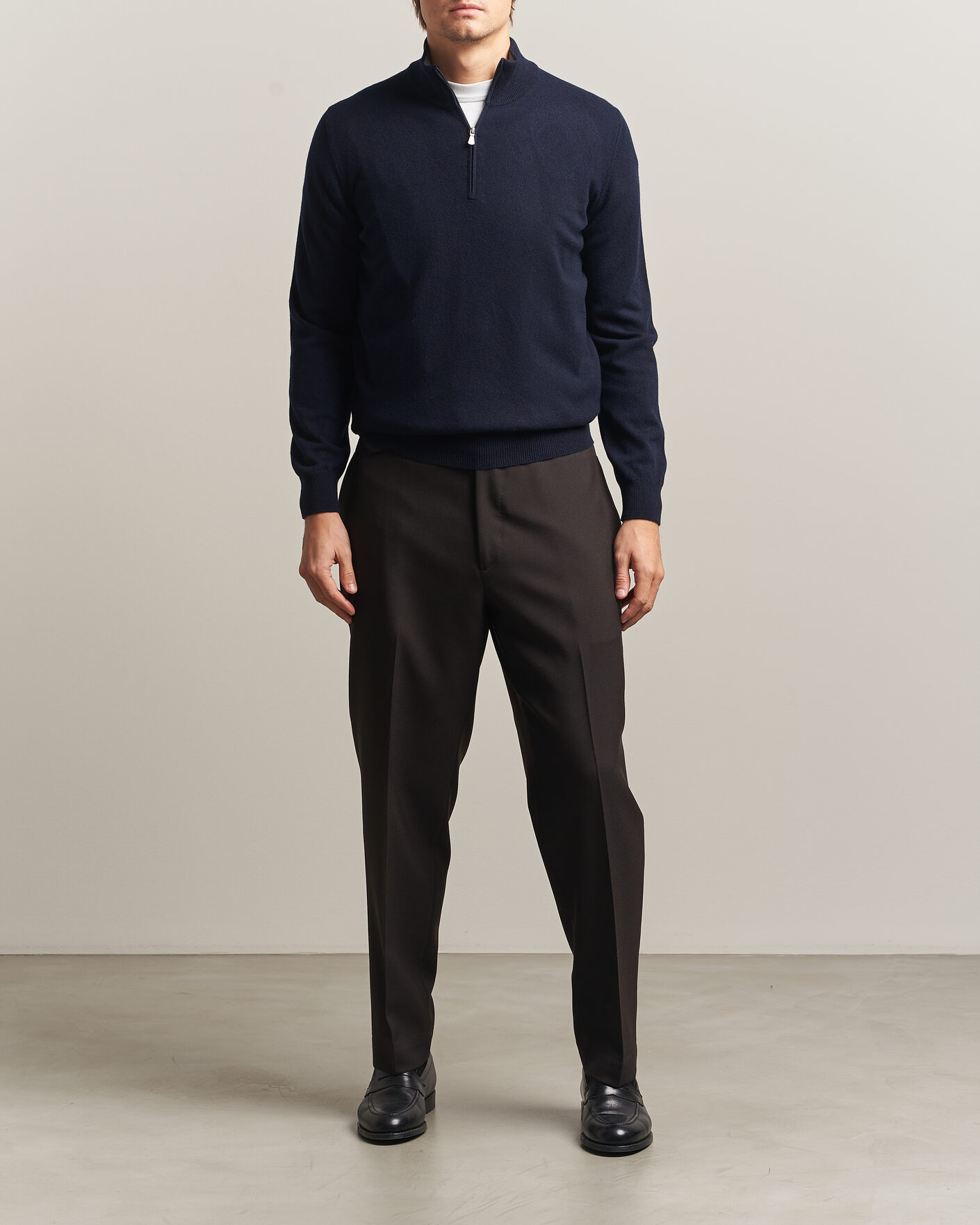 Homme | Pulls Et Tricots | Gran Sasso | Wool/Cashmere Half Zip Navy