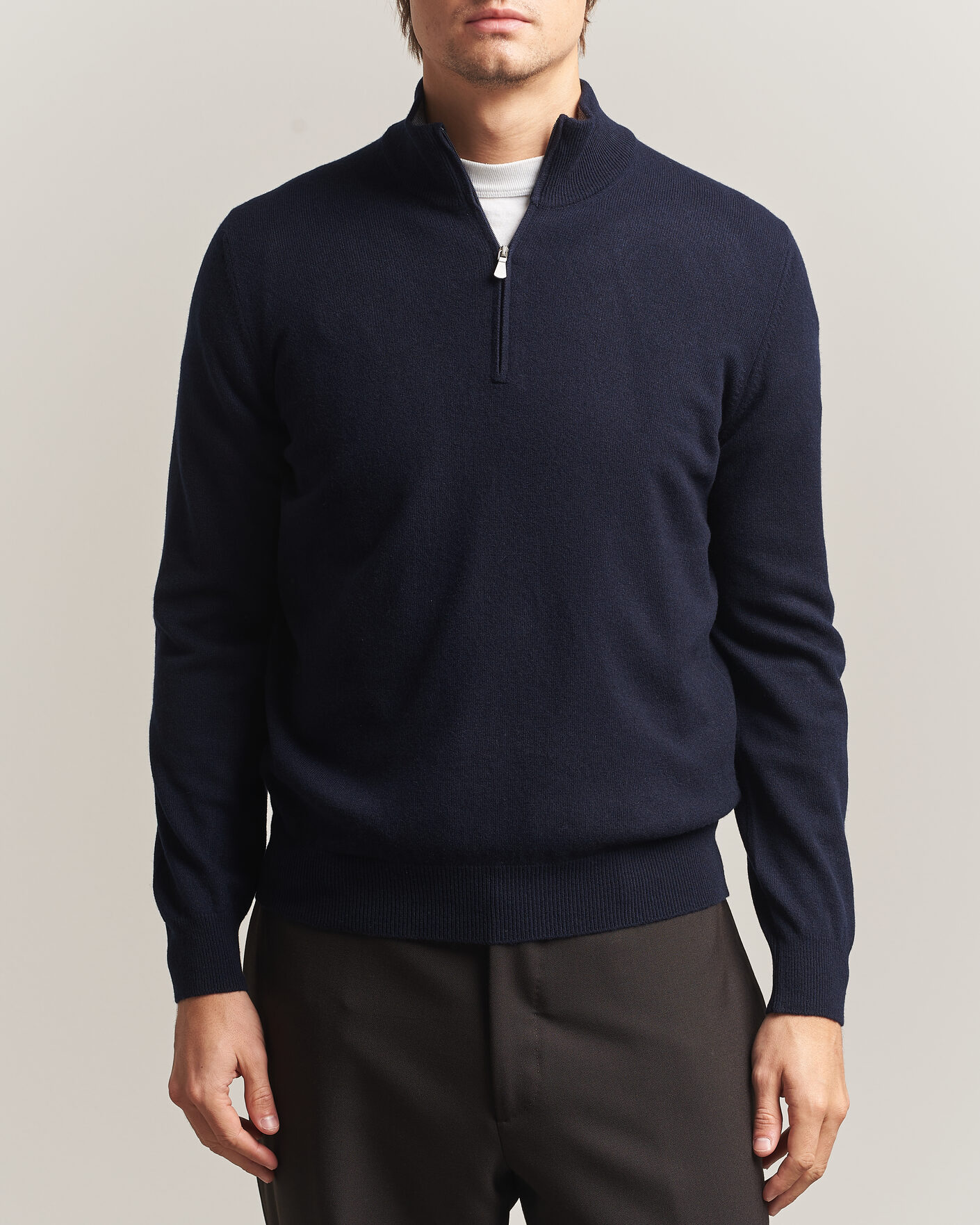 Homme | Pulls Et Tricots | Gran Sasso | Wool/Cashmere Half Zip Navy
