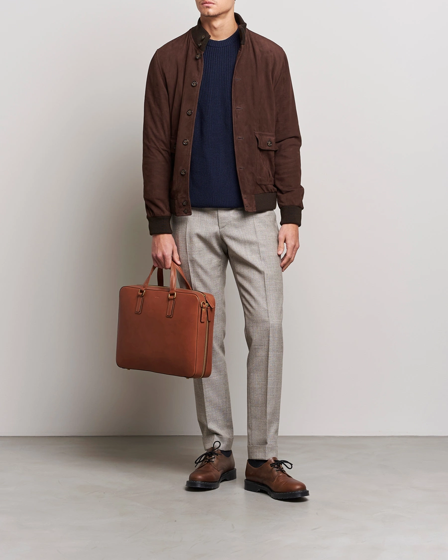 Homme | Sacs | Mismo | Morris Full Grain Leather Briefcase Tabac