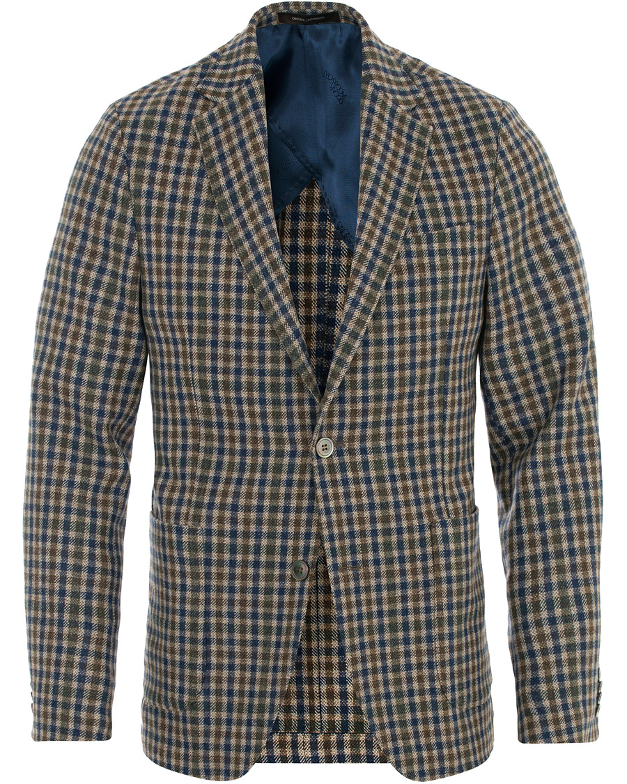 Homme | Blazers | Oscar Jacobson | Einar Checked Patch Pocket Blazer Beige
