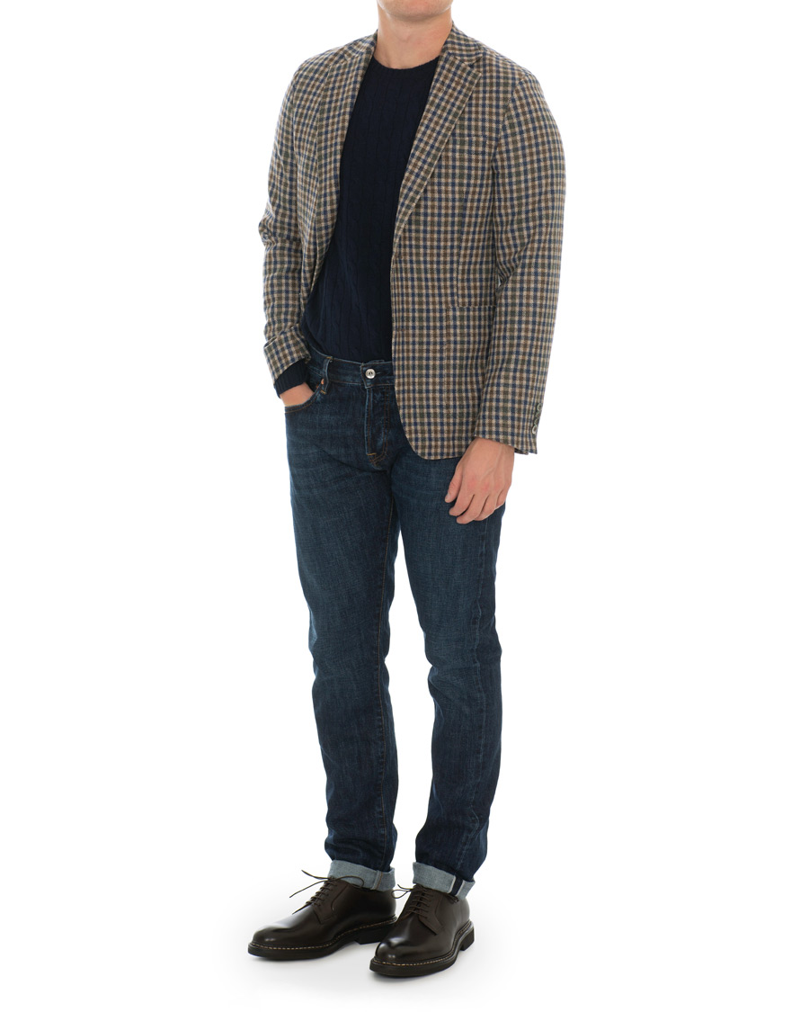 Homme | Blazers | Oscar Jacobson | Einar Checked Patch Pocket Blazer Beige