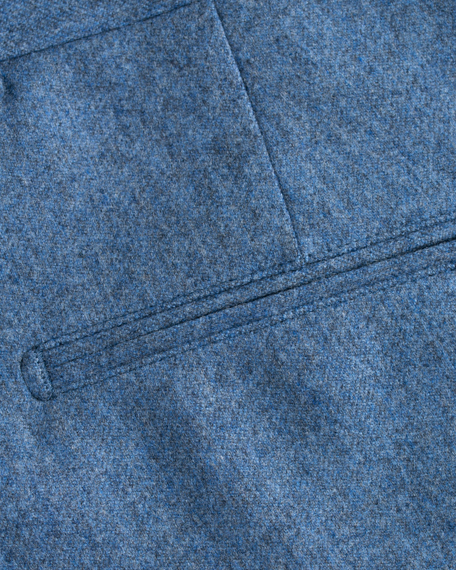 Homme | Pantalons | Oscar Jacobson | Dean Turn Up Flannel Trousers Light Blue