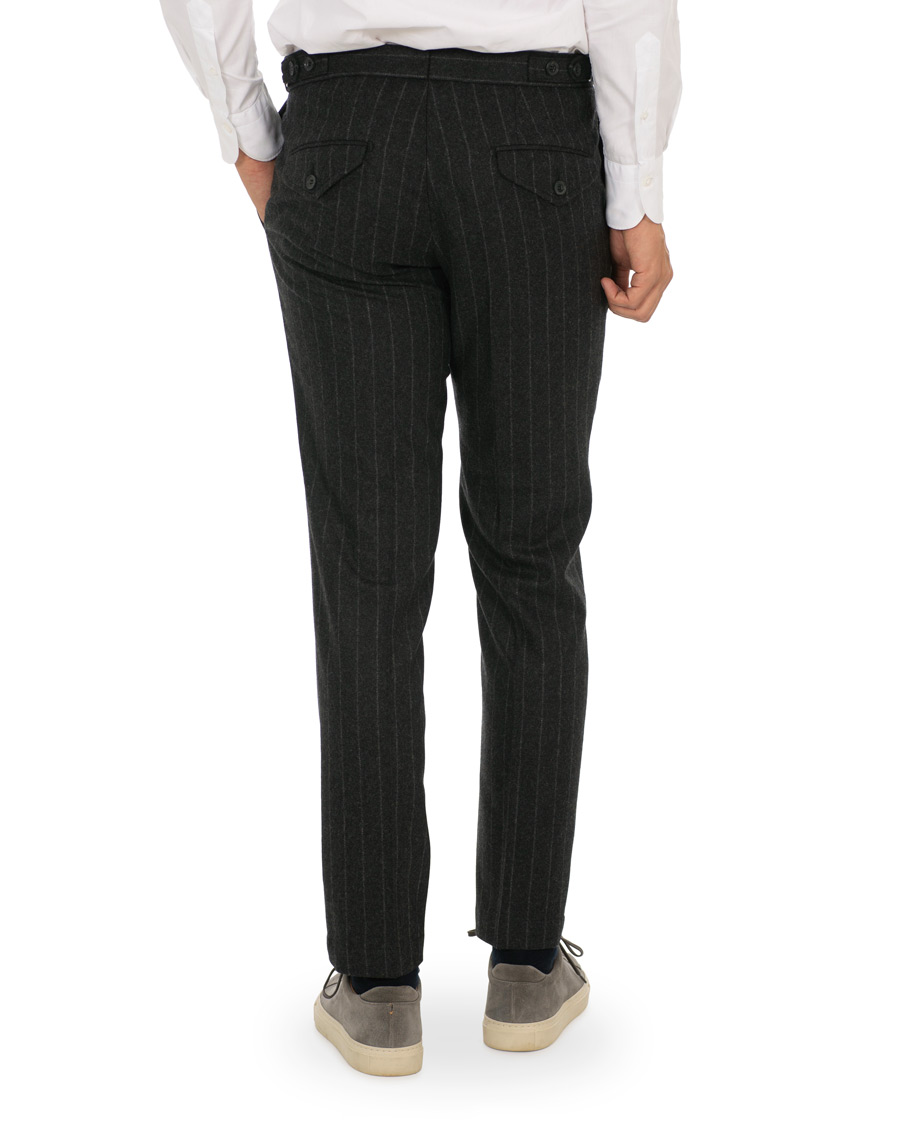 Homme | Pantalons | Oscar Jacobson | Nilo Chalkstripe Side Adjuster Trousers Dark Grey