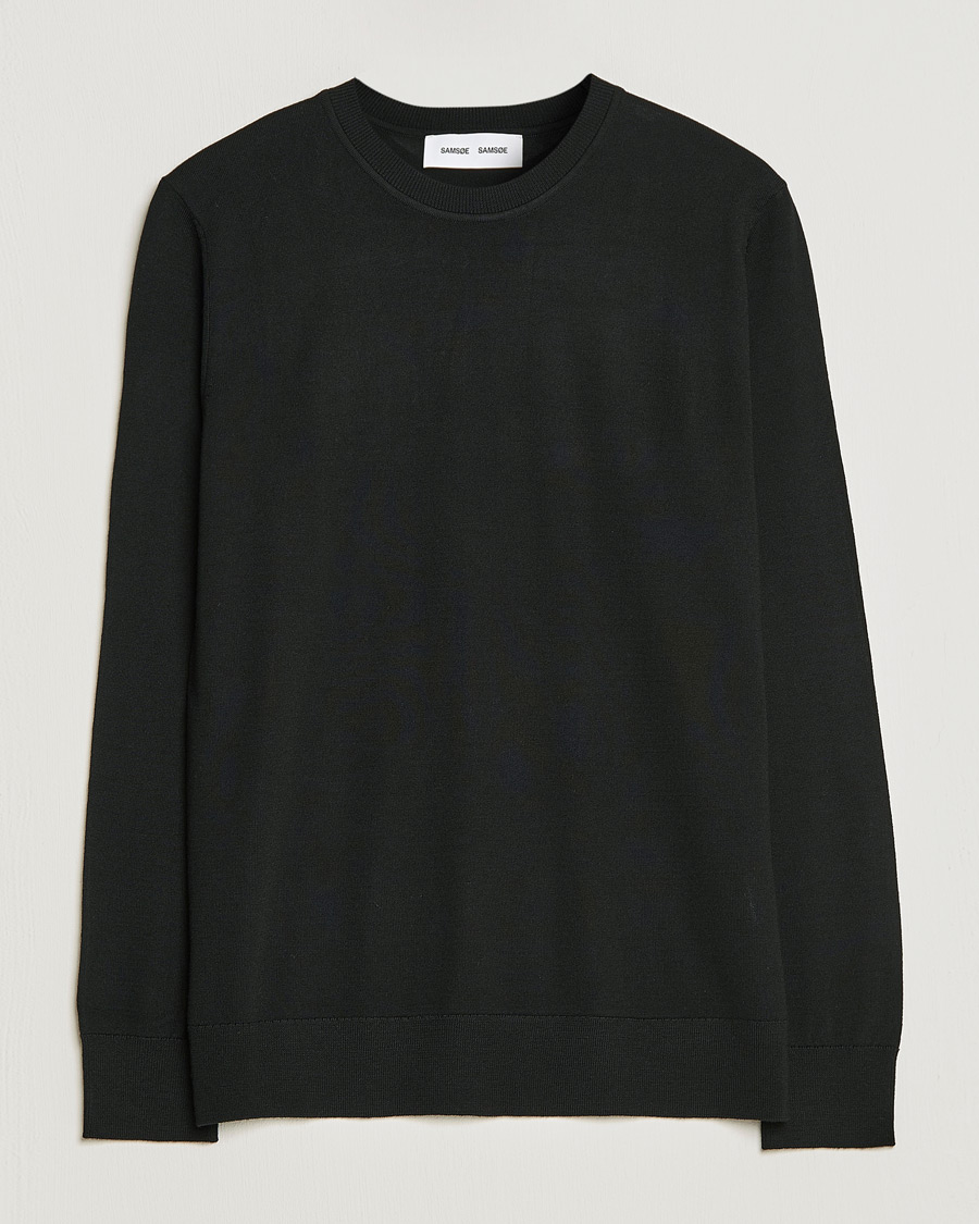 Homme | Pulls Et Tricots | Samsøe Samsøe | Flemming Superfine Merino Wool Crew Neck Black