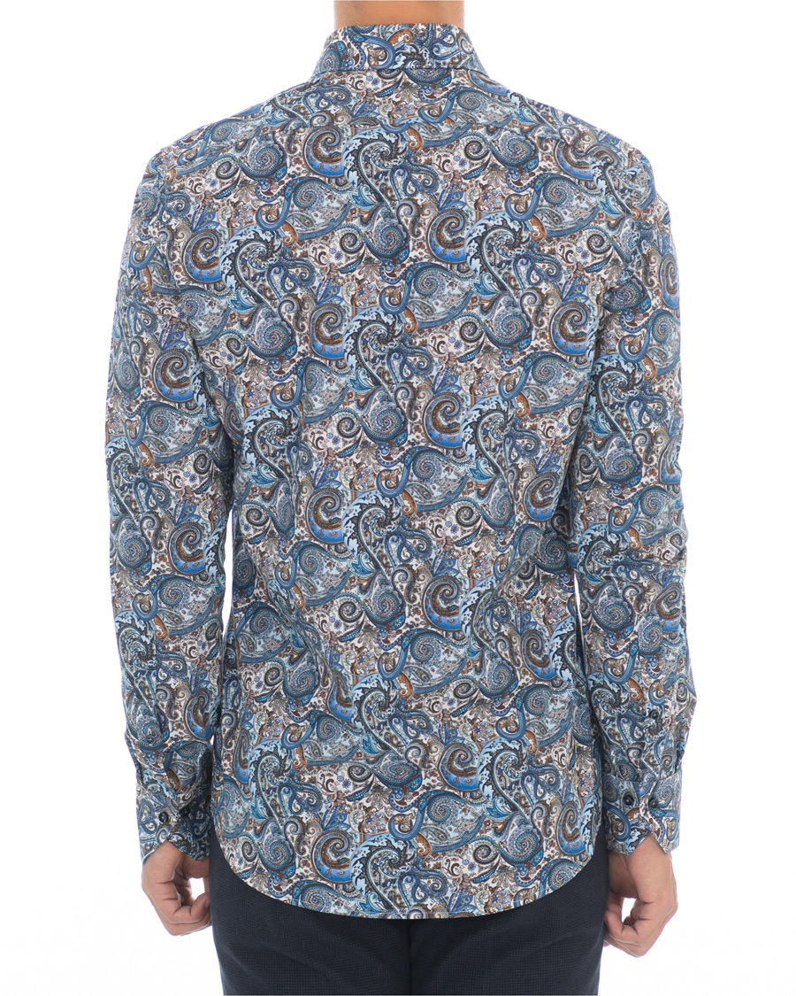 Homme | Chemises | Stenströms | Slimline Printed Paisley Shirt White/Blue