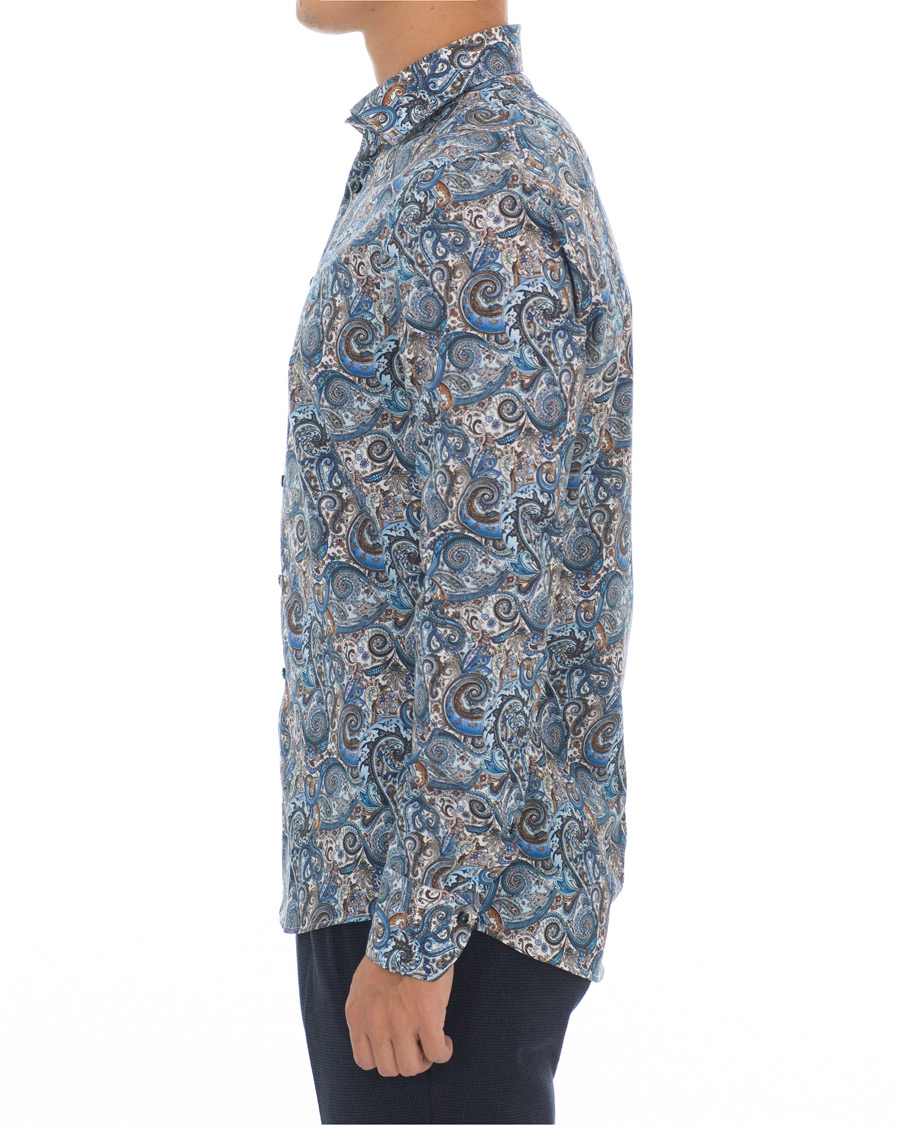 Homme | Chemises | Stenströms | Slimline Printed Paisley Shirt White/Blue