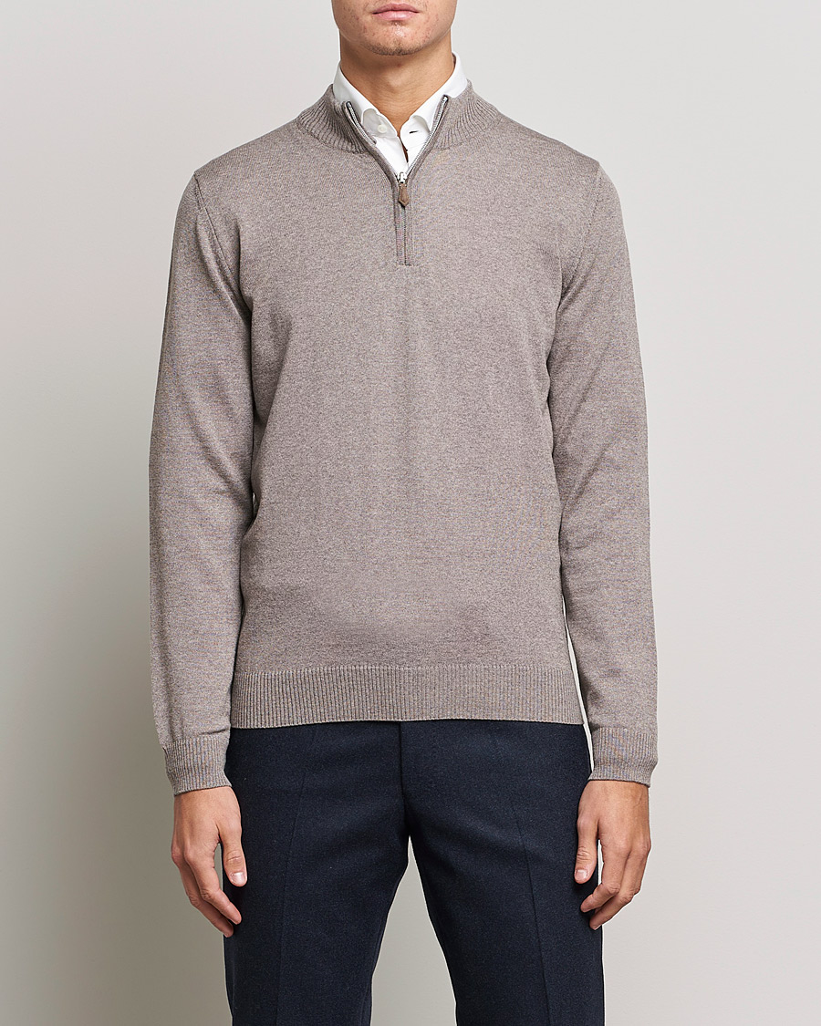 Homme | Pulls Et Tricots | Stenströms | Merino Half Zip Mud Brown