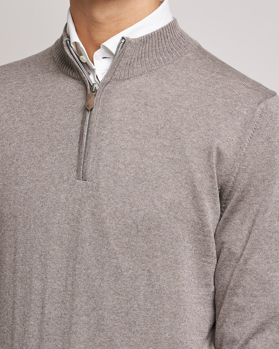 Homme | Pulls Et Tricots | Stenströms | Merino Half Zip Mud Brown