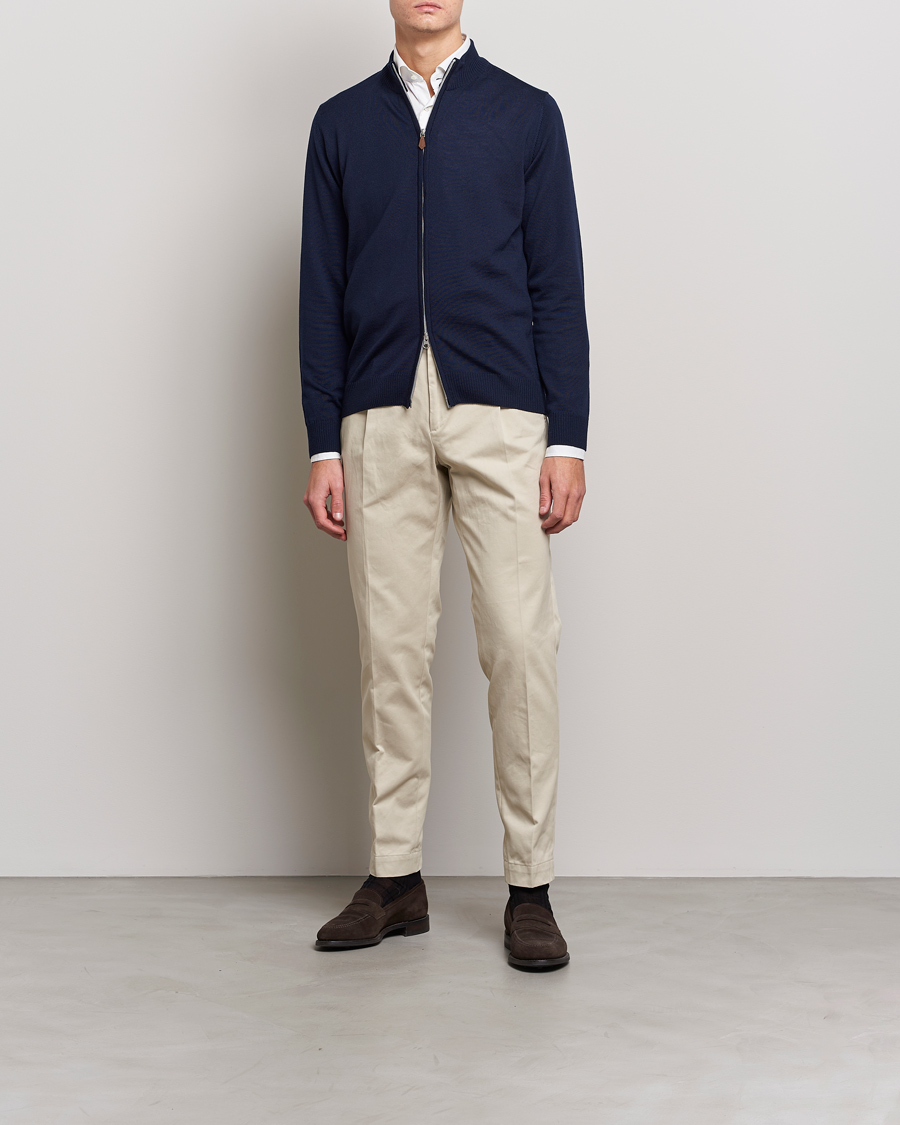 Homme | Pulls Et Tricots | Stenströms | Merino Full Zip Navy