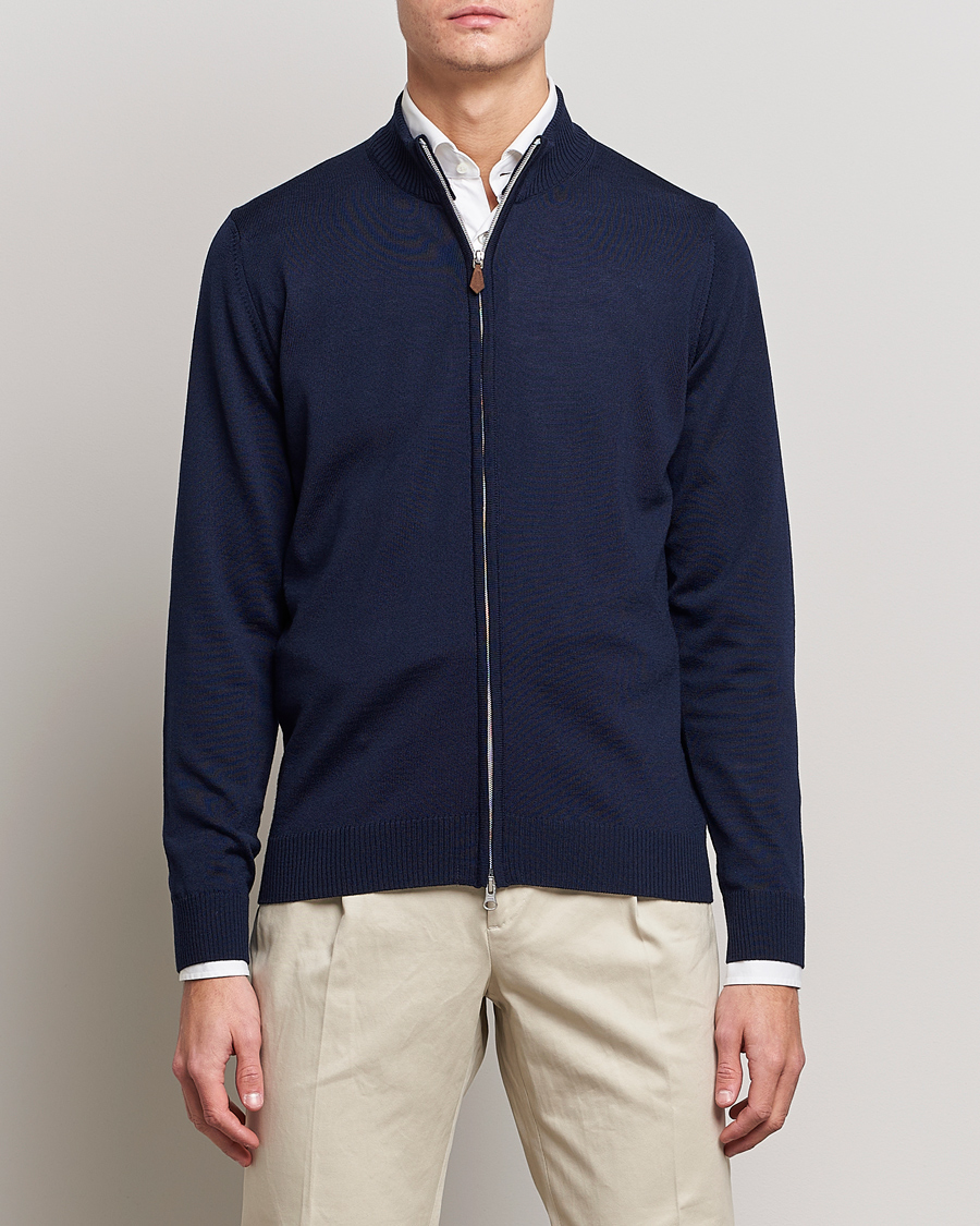 Homme | Pulls Et Tricots | Stenströms | Merino Full Zip Navy