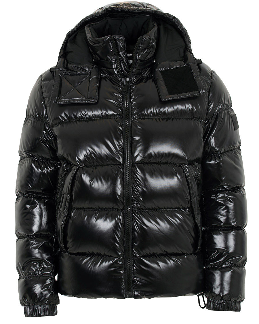 Homme | Manteaux Et Vestes | BOSS BLACK | BOSS Domar High Shine Hooded Jacket Black