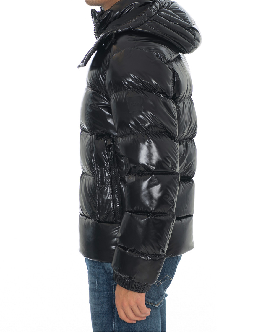 Homme | Manteaux Et Vestes | BOSS BLACK | BOSS Domar High Shine Hooded Jacket Black
