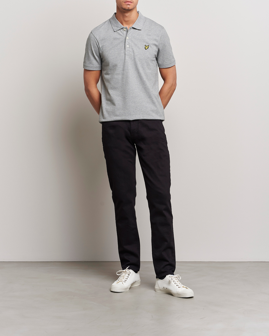 Homme | Polos | Lyle & Scott | Plain Polo Shirt Mid Grey Marl