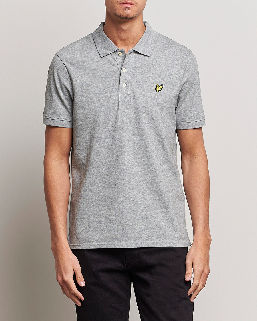 Homme | Polos | Lyle & Scott | Plain Polo Shirt Mid Grey Marl