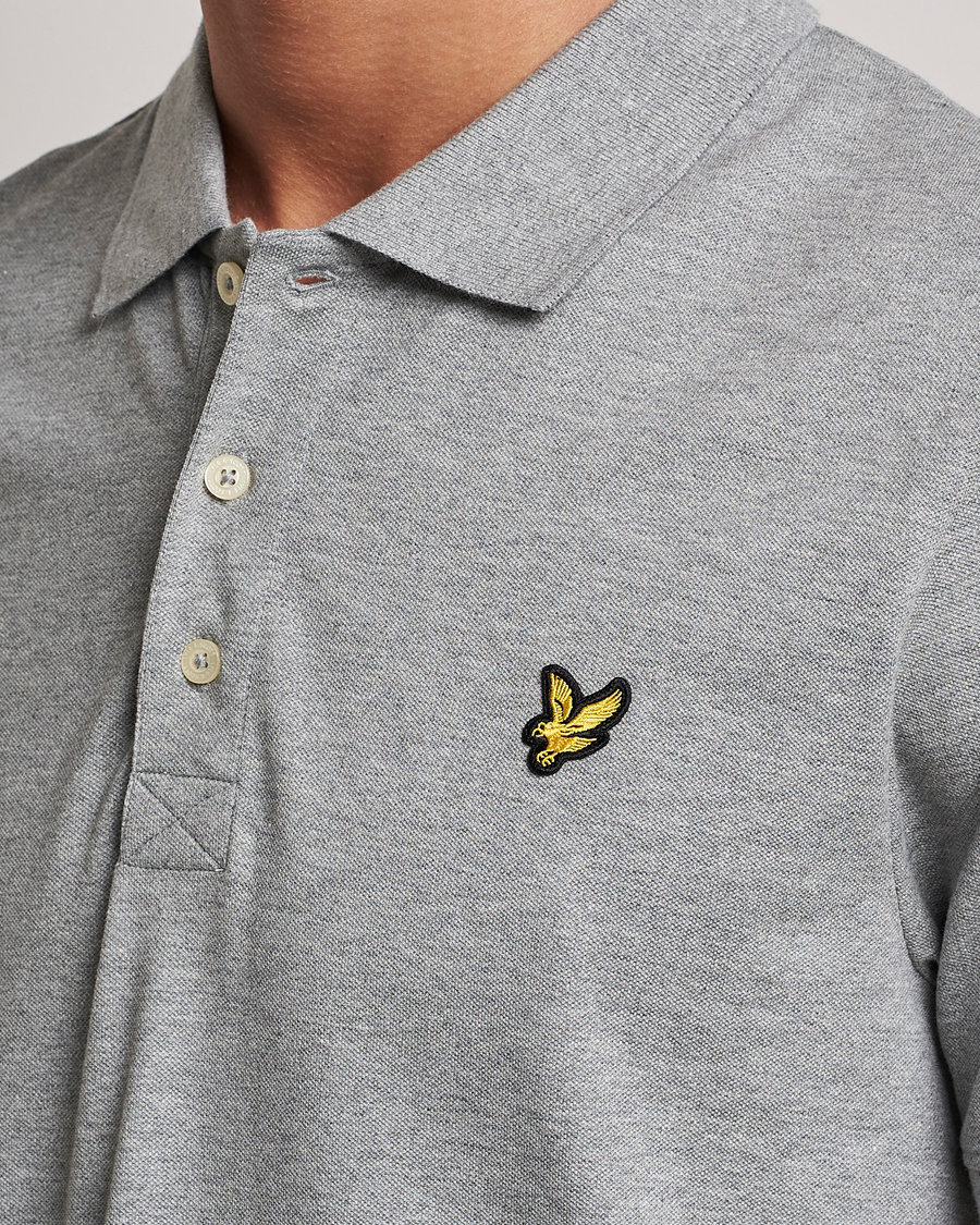 Homme | Polos | Lyle & Scott | Plain Polo Shirt Mid Grey Marl