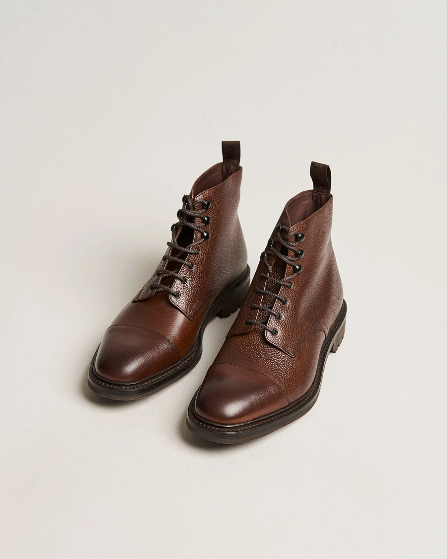Homme | Chaussures Faites Main | Loake 1880 | Sedbergh Derby Boot Brown Grain Calf