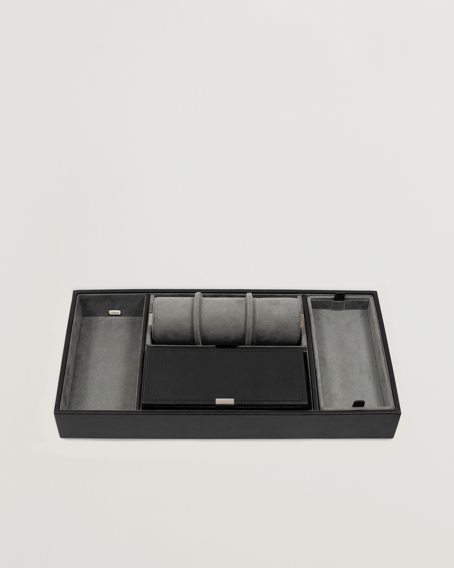 Homme | Boîtes montres et bijoux | WOLF | Howard Valet Tray with Cuff Black/Grey Pebble