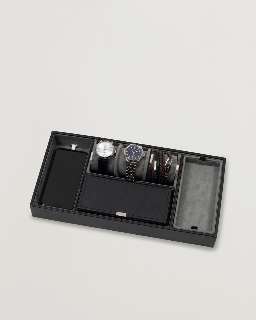 Homme | Boîtes montres et bijoux | WOLF | Howard Valet Tray with Cuff Black/Grey Pebble