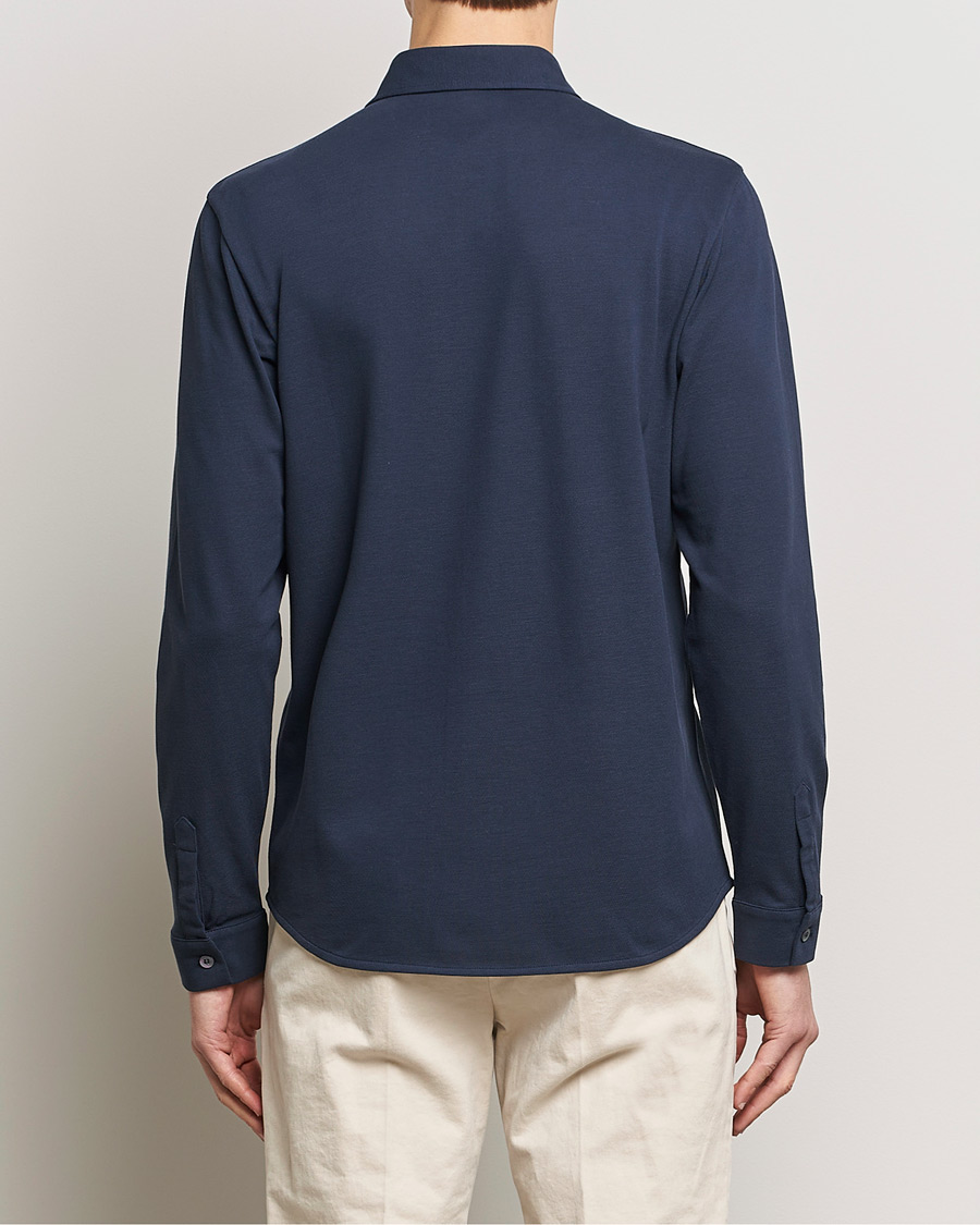 Homme | Chemises | Sunspel | Long Sleeve Button Down Pique Shirt Navy
