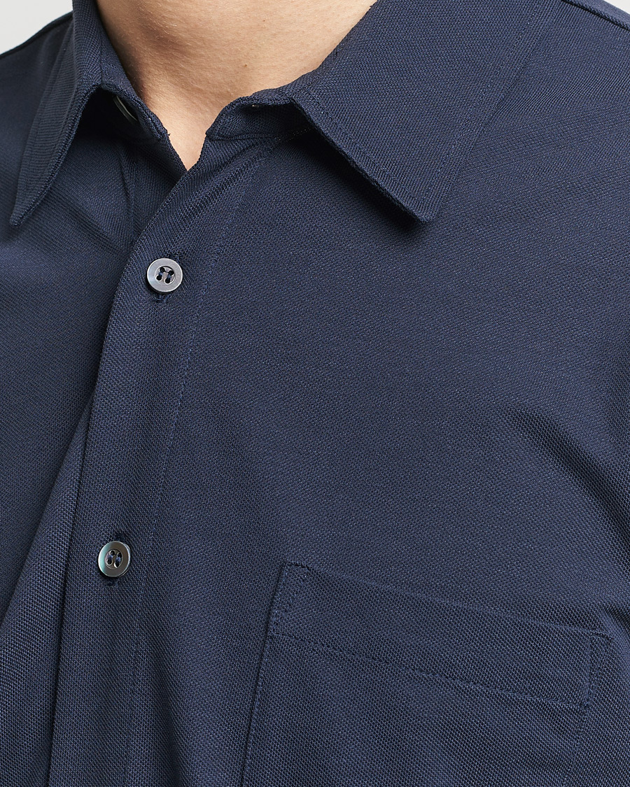 Homme | Chemises | Sunspel | Long Sleeve Button Down Pique Shirt Navy