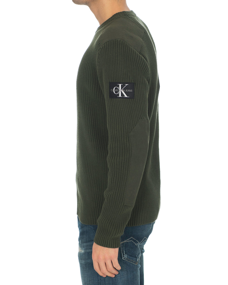 Homme | Pulls Et Tricots | Calvin Klein Jeans | Knitted Monogram Sleeve Badge Crew Neck Deep Depths