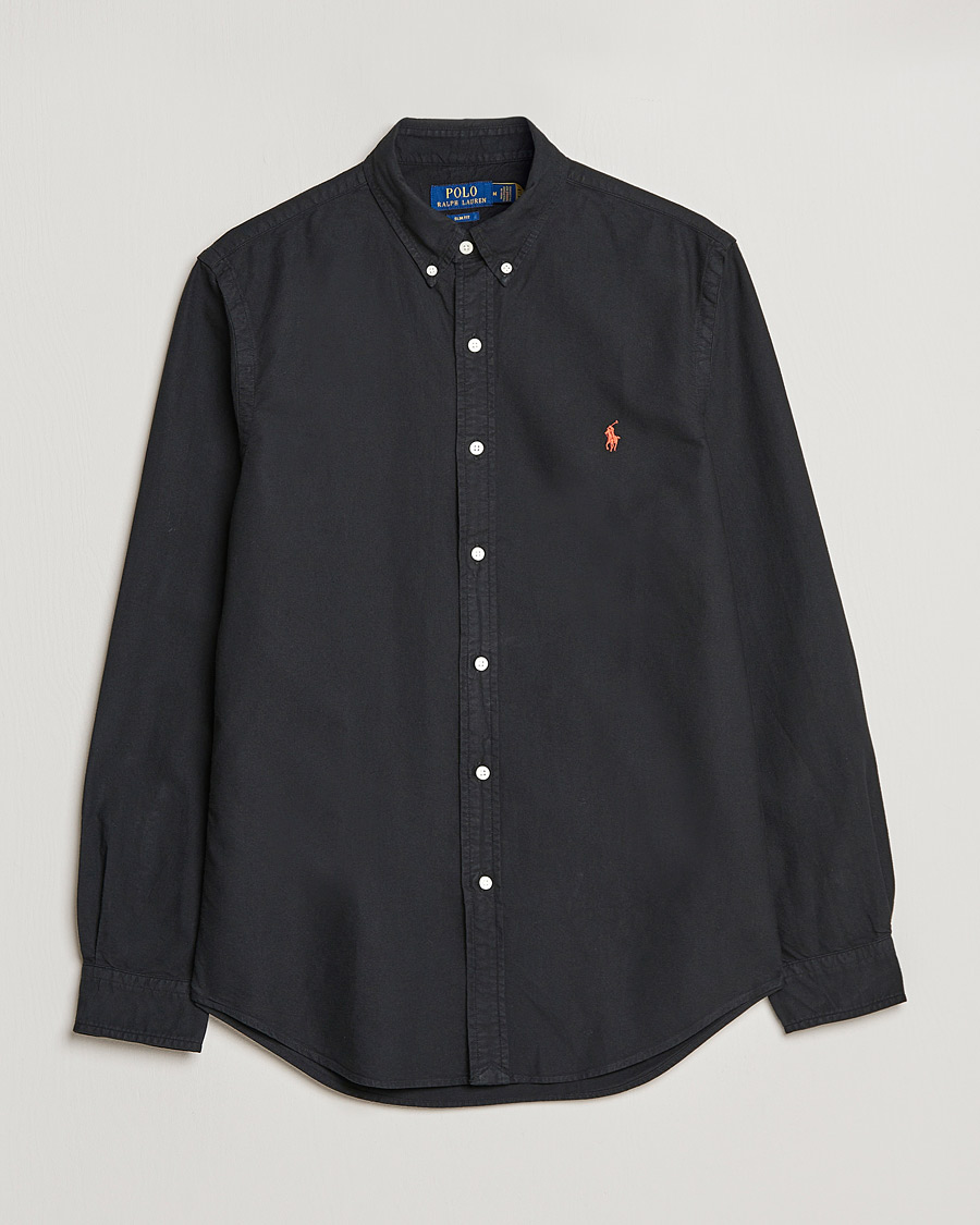 Homme | Chemises | Polo Ralph Lauren | Slim Fit Garment Dyed Oxford Shirt Polo Black