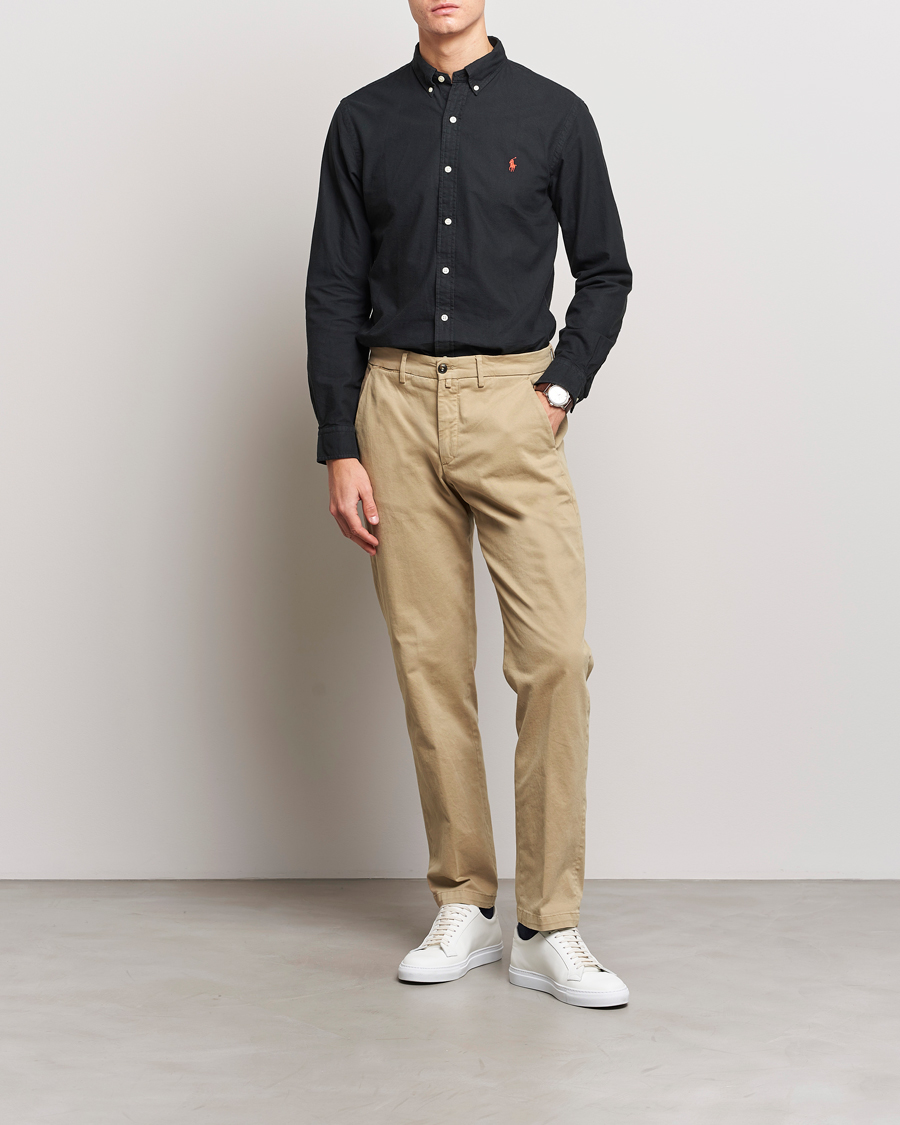 Homme | Chemises | Polo Ralph Lauren | Slim Fit Garment Dyed Oxford Shirt Polo Black