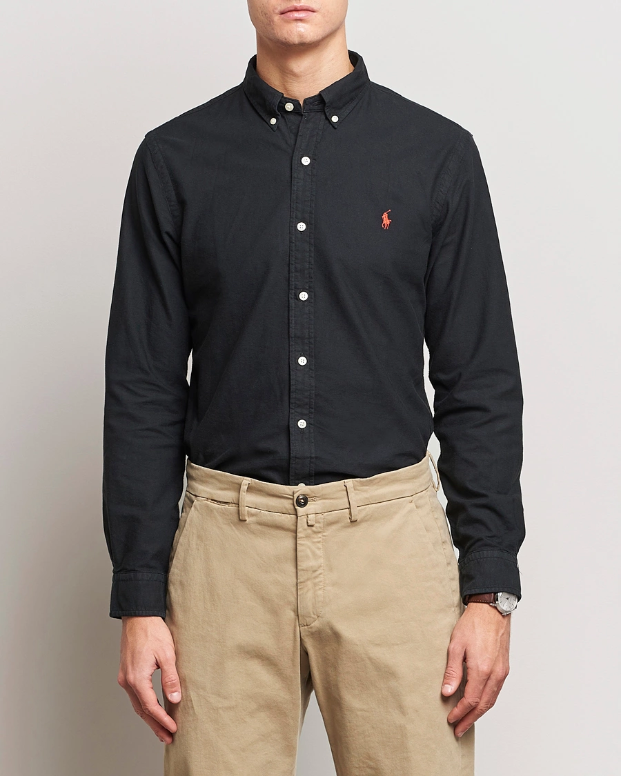 Homme |  | Polo Ralph Lauren | Slim Fit Garment Dyed Oxford Shirt Polo Black