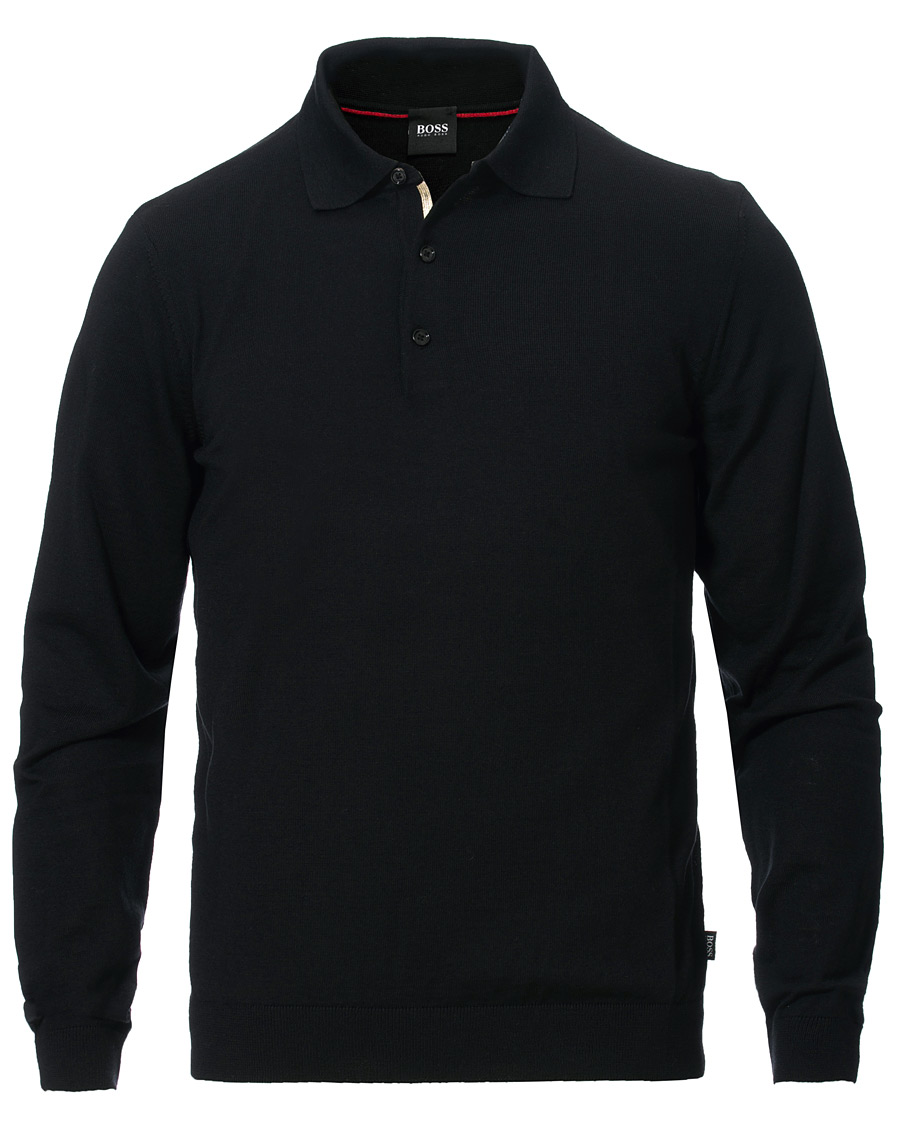 Homme | Pulls Et Tricots | BOSS BLACK | BOSS Grayson Extra Fine Merino Knitted Poloshirt Black