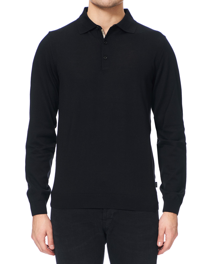 Homme | Pulls Et Tricots | BOSS BLACK | BOSS Grayson Extra Fine Merino Knitted Poloshirt Black