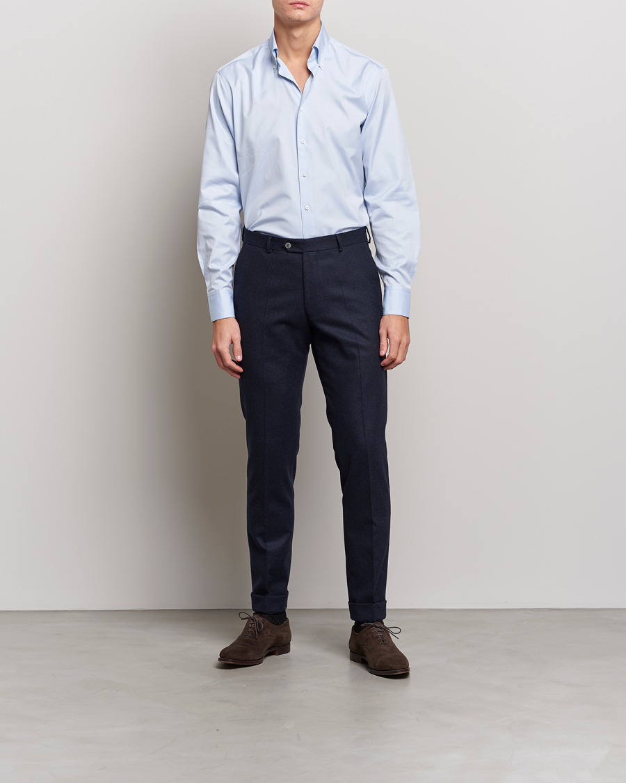 Homme | Chemises | Stenströms | Fitted Body Button Down Shirt Light Blue