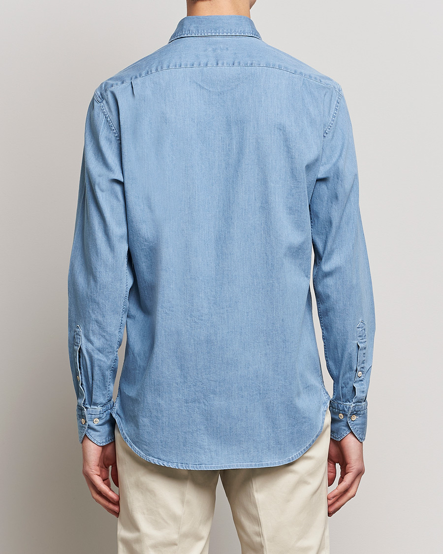 Homme | Chemises | Stenströms | Fitted Body Garment Washed Shirt Light Denim