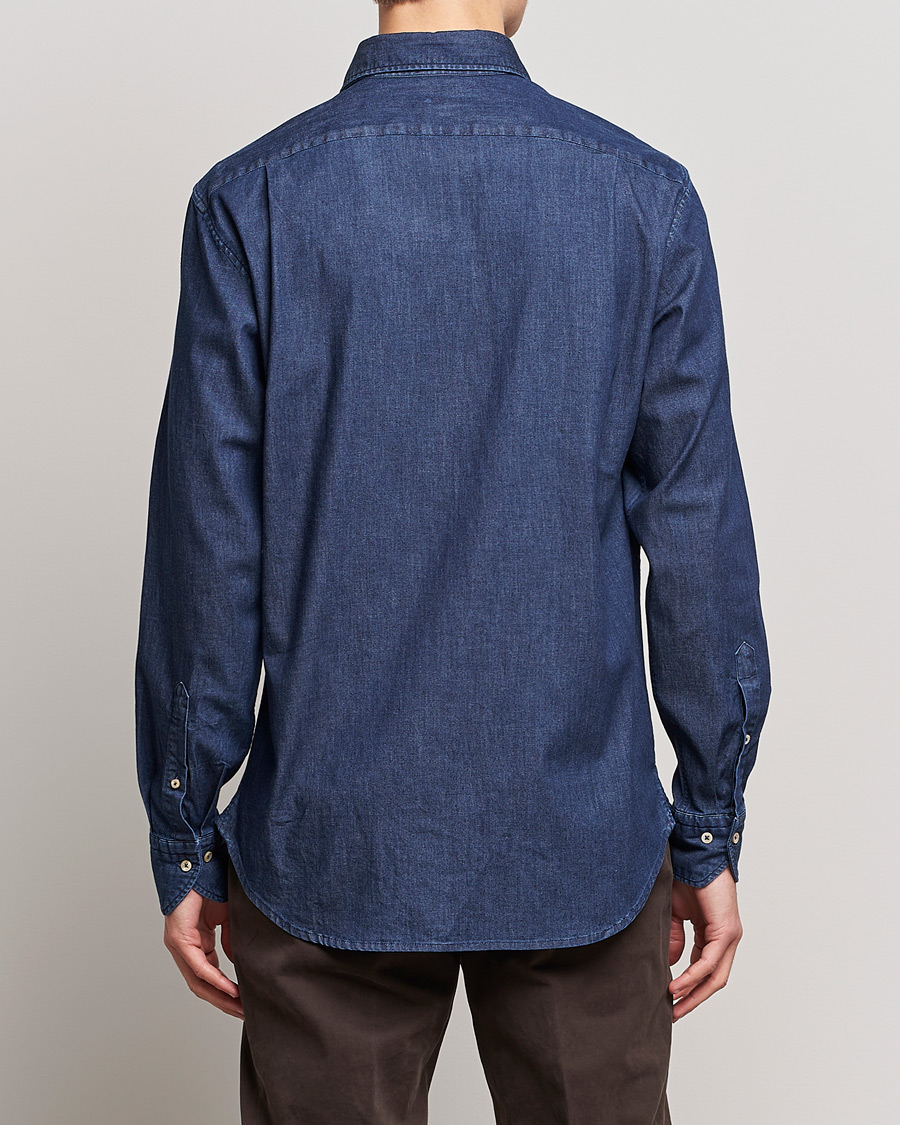 Homme | Chemises | Stenströms | Fitted Body Garment Washed Shirt Dark Denim
