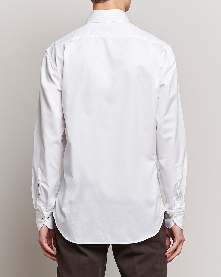 Homme | Chemises | Stenströms | Fitted Body Washed Cotton Plain Shirt White