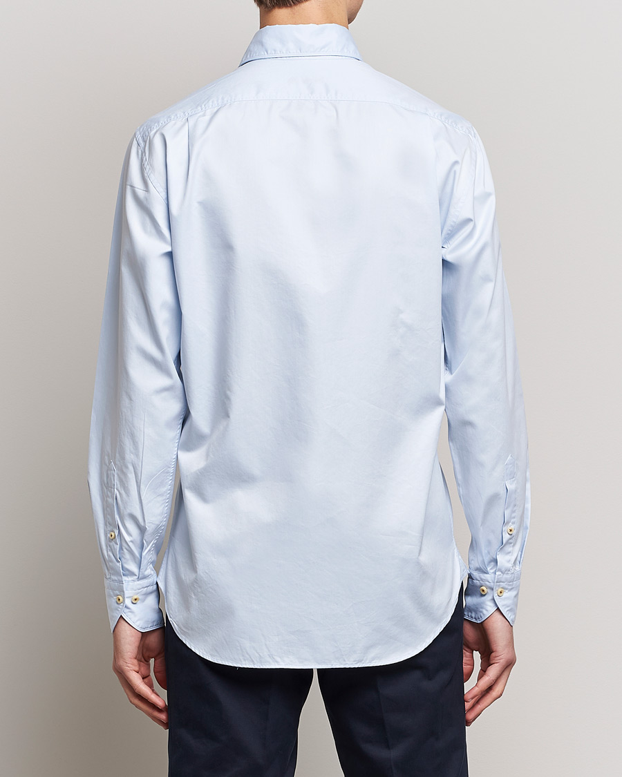 Homme | Chemises | Stenströms | Fitted Body Washed Cotton Plain Shirt Light Blue