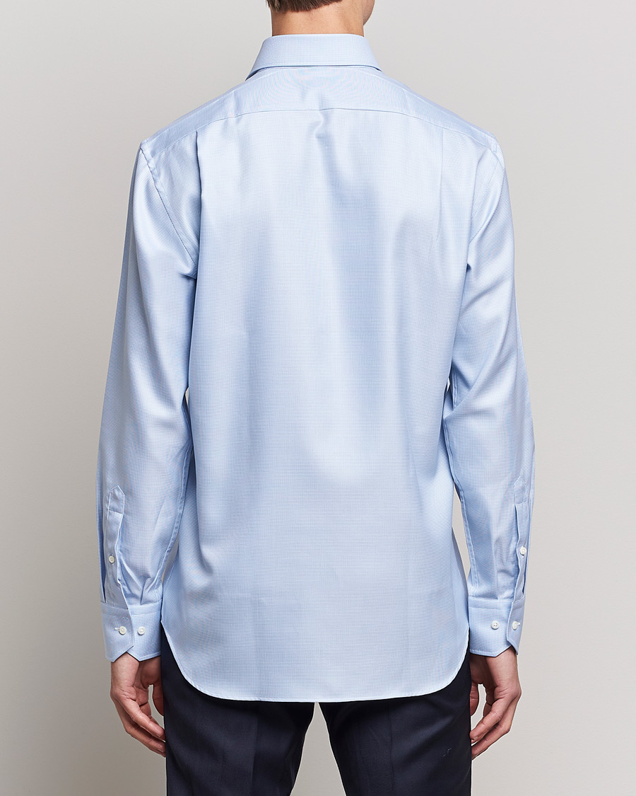 Homme | Chemises | Stenströms | Fitted Body Houndstooth Shirt Blue