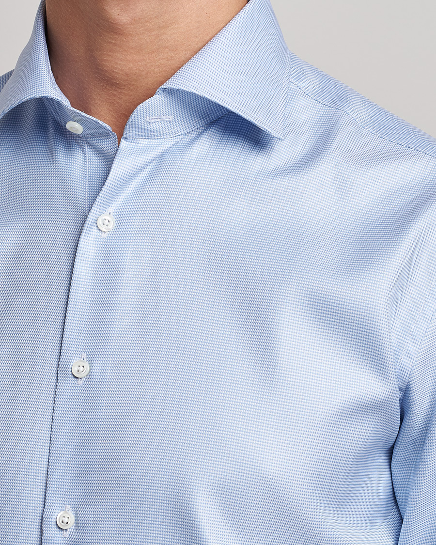 Homme | Chemises | Stenströms | Fitted Body Houndstooth Shirt Blue